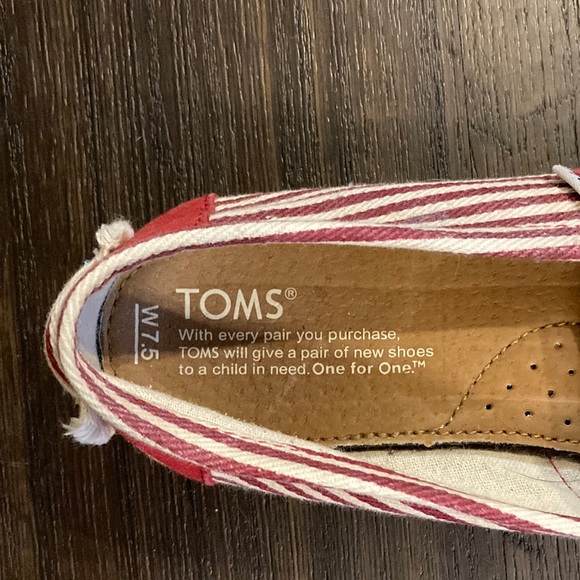 TOMS Red Striped Alpargata Rope Espadrille Flats - Picture 3 of 7